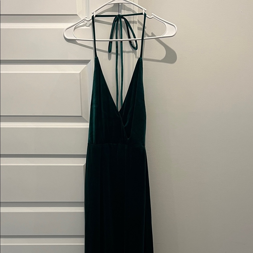 Elegant Emerald Green Halter Dress